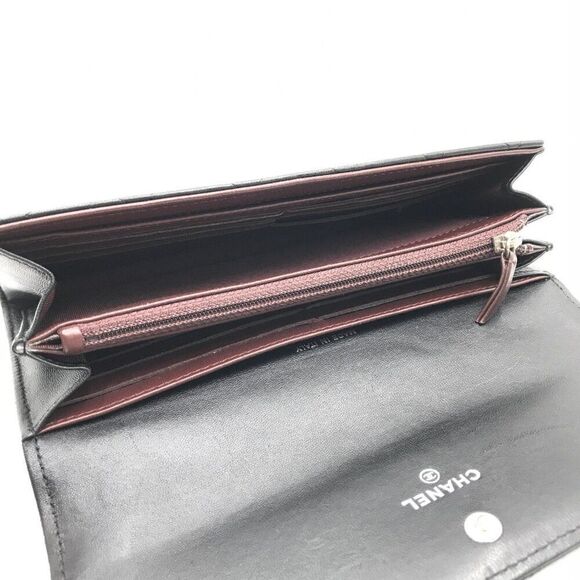 Chanel Lambskin Quilted Long Flap Wallet Black with Silver Hardware - Picture 4 of 12